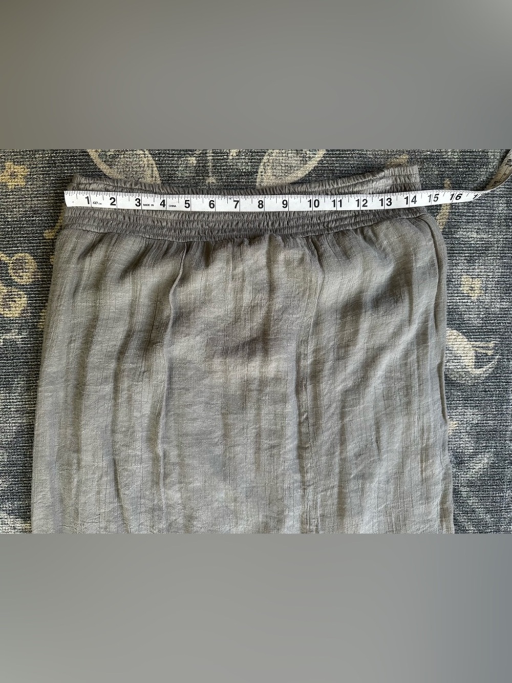 Apt. 9 Gray Midi Skirt M Elastic Waist Boho Lace Hem Textured - Picture 5 of 7